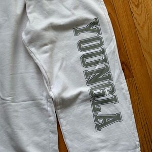 White YoungLA Logo Sweats